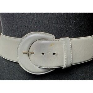 Lejon for Nordstrom Silver Gray Wide Leather Belt 80s Dynasty Old Money Chic Lux